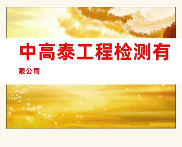 中高泰工程检测有限公司