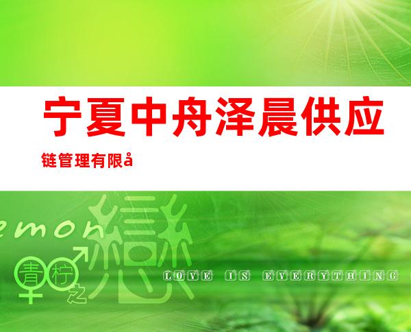 宁夏中舟泽晨供应链管理有限公司