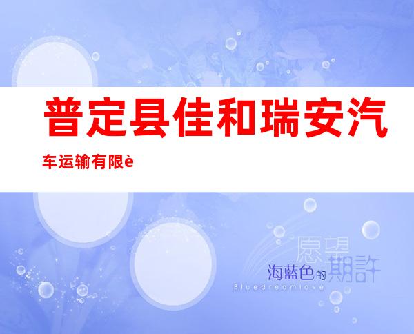 普定县佳和瑞安汽车运输有限责任公司